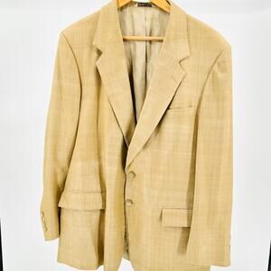 Vintage 90s Arnie 100% Woven Silk Tan Textured Minimalist Casual Menswear Blazer